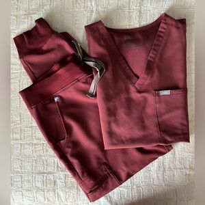 FIGS-Women-Dark Cherry Top & Joggers